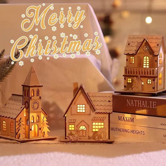 Village De Noël Illuminé Avec Train Musical - Maison, Arbres Et Neige - Fonction LED Et Musique - Décoration De Table Ou Cheminée - 4