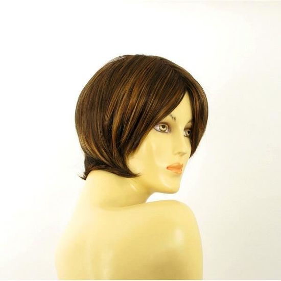 Perruque Femme YASMINE Courte Blond Clair Méché Cuivré Chocolat - Synthétique, Style Moderne