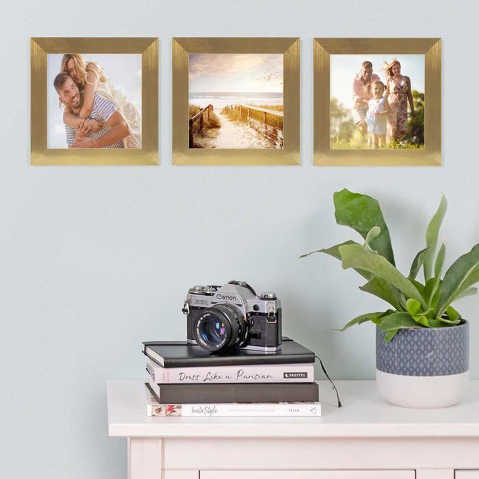 Cadre photo 15 x 15 cm bois MDF doré, cadre large bord, lot de 10 ...