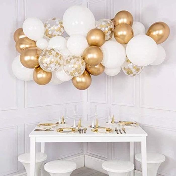 30pcs ballons anniversaire rose blanc, helium pour ballon rose blanc ballons  de confettis or pour décoration decoration anniv[A283] - Cdiscount Maison