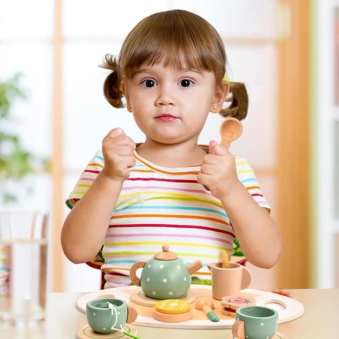 15 Pcs Service à Thé Jouets en Bois pour Enfants, Enfant Jouet de Cuisine  Accessoire ave Plateau Tea Party Jeux de Rôle Anniversaire - Cdiscount  Maison
