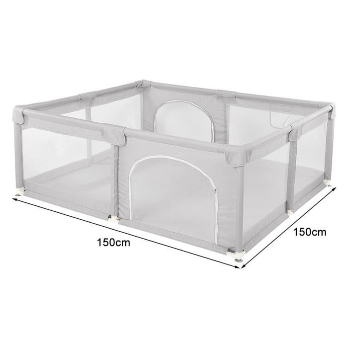 Parc Bébé 126x126x66cm Avec Porte Zippée - Parc De Jeu Sécurisé Pour Appartement