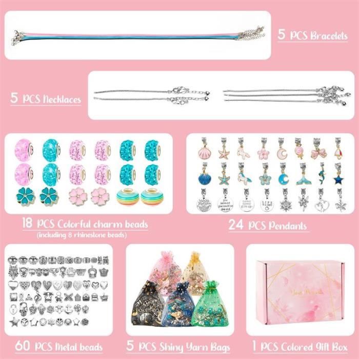 Kit Création Bijoux Pour Fille 6-12 Ans - Pendentifs DIY Colliers Et Bracelets - 200+ Images