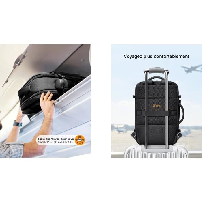 26€ sur Inateck Sac à Dos Cabine Grand 42L, Bagage à Main 2 Poignées pour  Voyage Avion Antivol, avec Compartiment Ordinateur Portable 15,6 Pouces  pour Affaires et Randonnée - Noir - Sacs