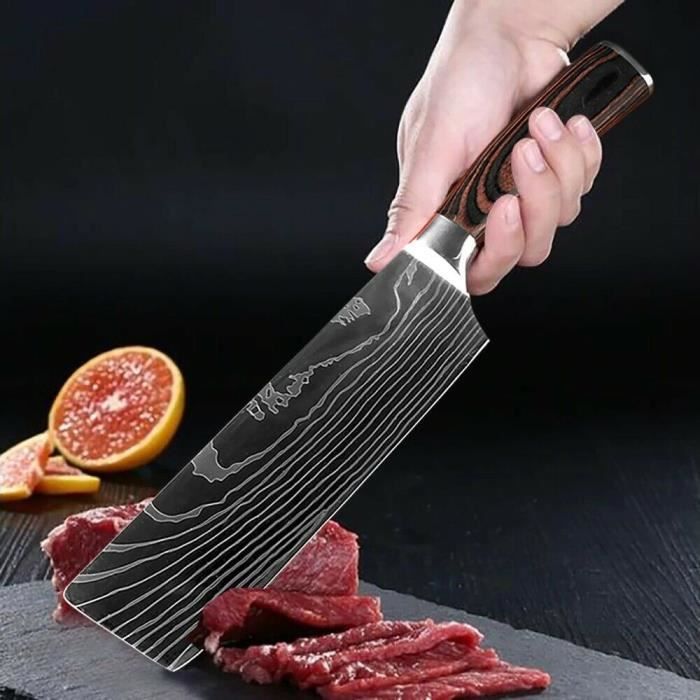 Petit couteau de cuisine de 3 pouces, imitation du motif damas, pour Chef,  couperet à viande, pour fruits, po