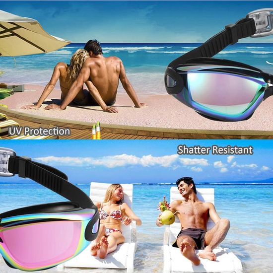 Lot De 2 Lunettes De Natation FUSHI&MON – Anti-buée, Anti-fuite, Lentilles à Vision Large, Protection UV, Pour Adulte (intérieur/extérieur)