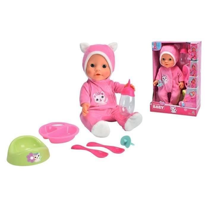 Simba 105560005 New Born Baby Ensemble d'été pour poupées avec Chapeau de Soleil, Lunettes et Tube crème avec Sac Banane Cool