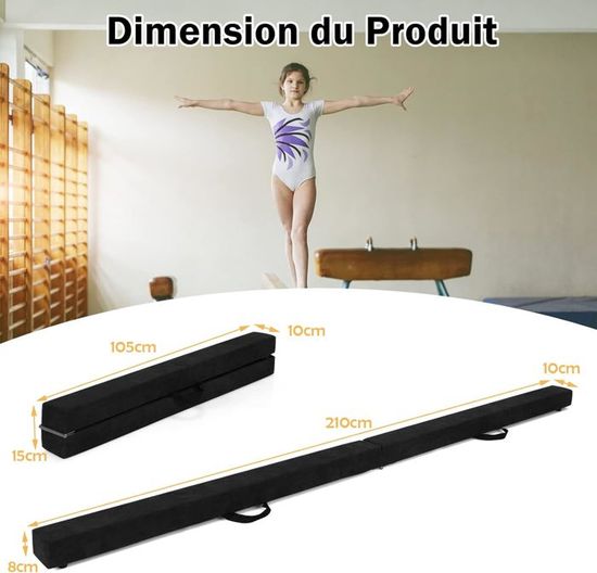 Poutre De Gymnastique Pliable 270cm Enfants COSTWAY-Poignées De Transport-4 Patins Antidérapants Couverture En Daim Violet - Sport