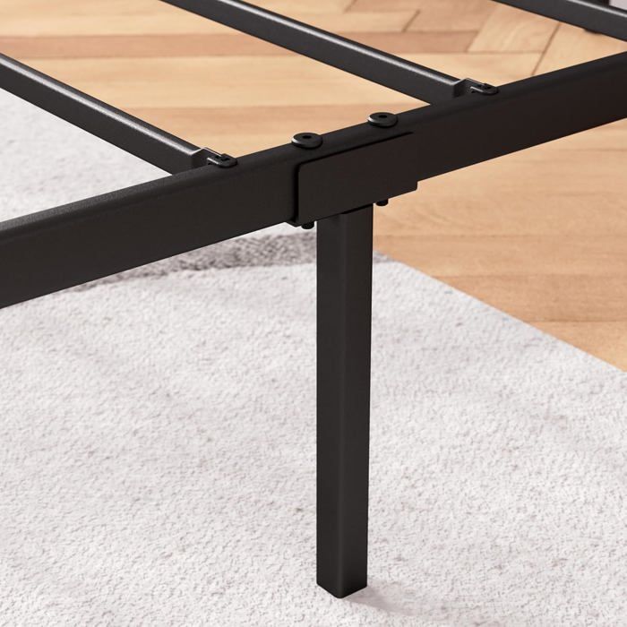 Zinus Nicholas Lit 160x200 Cm – Cadre Métal Noir Avec Tête Et Pied De Lit, Hauteur 31 Cm, Style Vintage Moderne