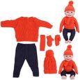 VINGVO Vêtements de poupée Pull Pantalon Chapeaux Écharpe Gants Accessoires de poupée de 18 pouces (Q18-789 Orange 43 cm)-0