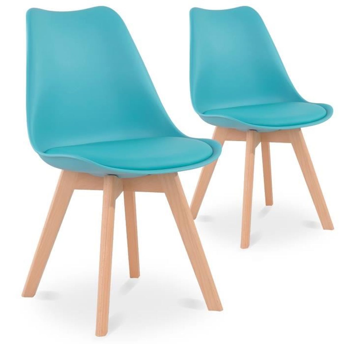Lot de 2 chaises style scandinave Catherina Bleu Turquoise  Cdiscount