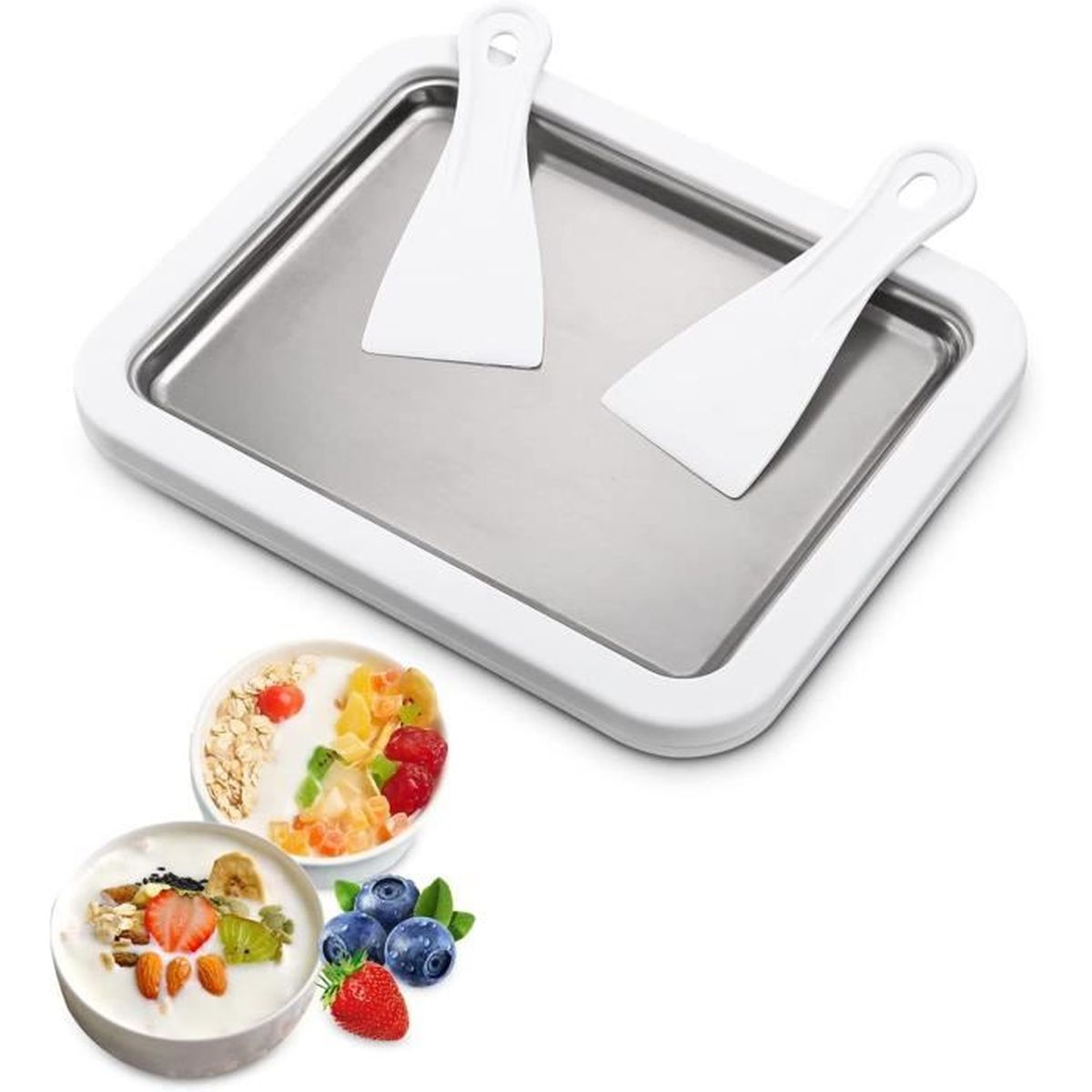 Machine à Crème Glacée Instantanée Ledebouk - Rouleau à Glace Avec 2 Spatules, Plaque Inox 304, Faire Des Ice Rolls Maison