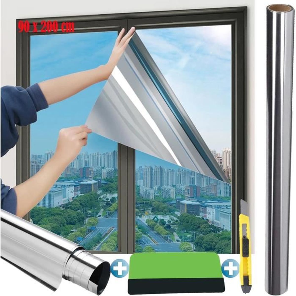 Film Fenetre Anti Regard Miroir, 60x400cm, Film Miroir Pour Fenetre Sans Tain Brise Vue Adhesif Anti Chaleur Film Occultant Fenetre A Sens Unique Protection De Soleil Anti Uv Argente 88444626