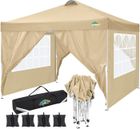 LUCKZON Tonnelle 3x3 - Tonnelle Pliante de Jardin Imperméable avec 4 Parois Latérales - Kaki