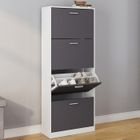 IDMARKET Meuble à chaussures 24 paires KLARK blanc 4 portes gris clair