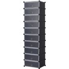 WOLTU Meuble à chaussures en plastique, Rangement de chaussures DIY, Pliable et Modulable, 10 couches, 47*37*170CM,Noir