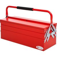 Boite à outils métallique - coffret à outils - caisse à outils 3 niveaux 5 plateaux rétractables - tôle acier rouge 57x21x41cm Rouge