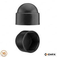 Cache-écrou plastique M8 - Clé de 13  – 25 pièces – Noir – Bouchon plastique pour boulon et vis hexagonale - EMFA ®