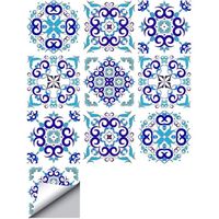 decalmile 10 Pièces Stickers Carrelage 15x15cm Bleu Marocain Porcelaine Carrelage Adhésif Mural Cuisine Salle de Bain Carreaux de Ci