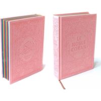 Le Noble Coran avec pages en couleur Arc-en-ciel (Rainbow) - Bilingue (français/arabe) - Couverture Daim de couleur rose clair