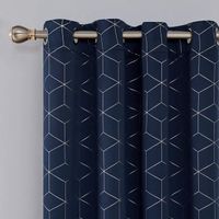 Rideaux Occultants Deconovo - Lot De 2 | Motif Géométrique Argent | Isolant Thermique | 140x138cm