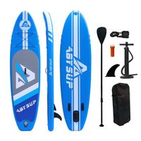Planche de Surf Gonflable avec Pagaie Réglable, Pompe, Sac à Dos pour Adulte, 320x80x15cm, Bleu