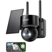 ieGeek 2K Caméra Surveillance WiFi Extérieure sans Fil Solaire 360°PTZ Vision Nocturne Couleur PIR Détection Humaine Sirène