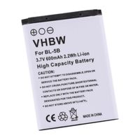 vhbw batterie compatible avec Nokia 6020, 6021, 6060, 6070, 6080, 6120 classic smartphone (600mAh, 3,7V, Li-Ion)