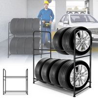 XMTECH Étagère Porte-Pneus Organizer, porte-atelier pour 8 pneus, support  De Rangement pour Pneus, Rayonnage d’atelier, garage