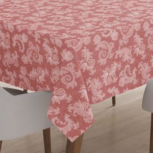 CLIC-CLAC 4 to 6 Seater Tableau à Manger 145x180cm (57x72 in) I Floral Rouge Jacquard Style Imprimé sur Chambray Homespun Cotton I.[Z13939]