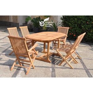 Ensemble table et chaise de jardin Salon de jardin - 6 personnes - KAJANG - Concept U