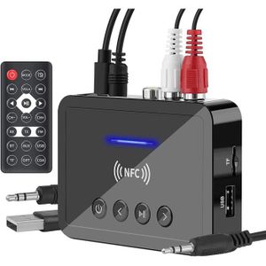 TRANSMETTEUR FM Adaptateur Bluetooth Jack 3-en-1 Emetteur Recepteur Bluetooth Transmetteur FM RCA Optique 3,5mm AUX USB pour TV-PC-Voiture HiFi A50