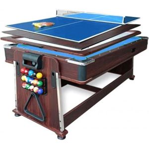 TABLE MULTI-JEUX Meyer TableBillard - Table Multi-jeux 7FT -  Billard Air Hockey Ping Pong - Couleur Bois - Multifonction