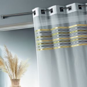 Rideau Tamisant - Effet Rayures D'antan - Vert Foncé - - 44.00