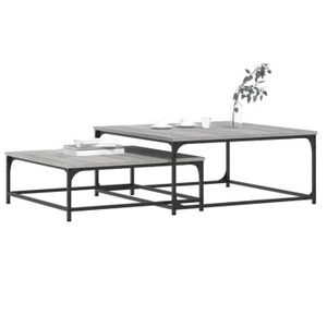 TABLE BASSE Tables basses gigognes - MOTHINESSTO - Sonoma gris - Bois d'ingénierie - Rectangulaire - Design contemporain