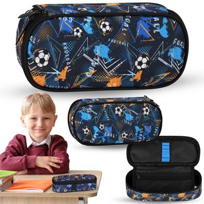 Kit Trousse Scolaire Foot – Trousse, Sac à Cordon, Porte-clés & Autocollants Pour Enfant – Grand Format, Garçon, école