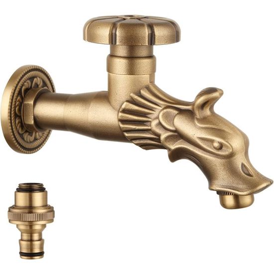 Bec Verseur Tête De Lion Gargouille - Fontaine Murale En Fonte 35x31cm - Décoration Jardin Antique