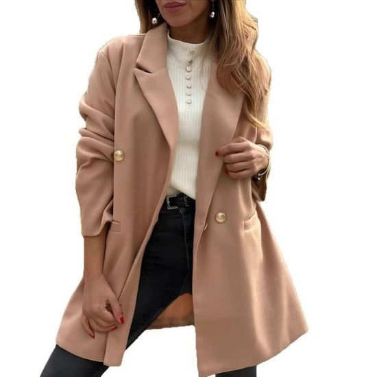 VITATA Manteau Femme Mi-Long – Boutons Dorés à Double