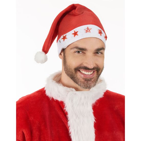 Bonnet De Père Noël Adulte En Velours Luxe - Tour De Tête 55-57 Cm - Déco Noël, Déguisement, Fête - Unisexe