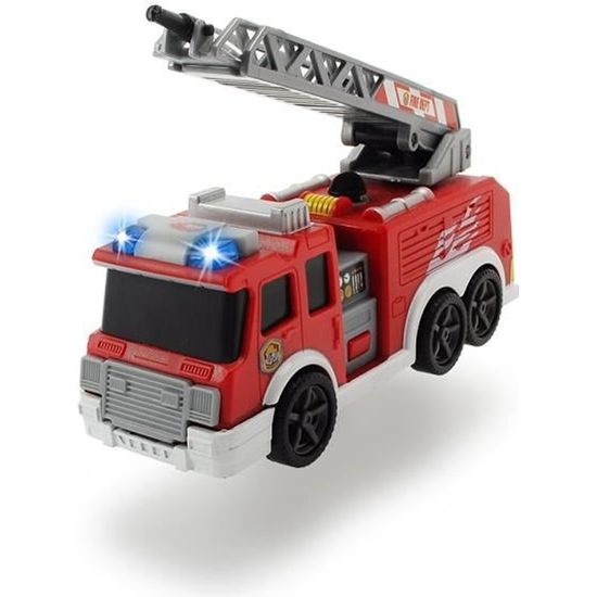 Camion de Pompier miniature - DICKIE - Fire Truck - Roues libres - Lance à incendie - Son et lumière