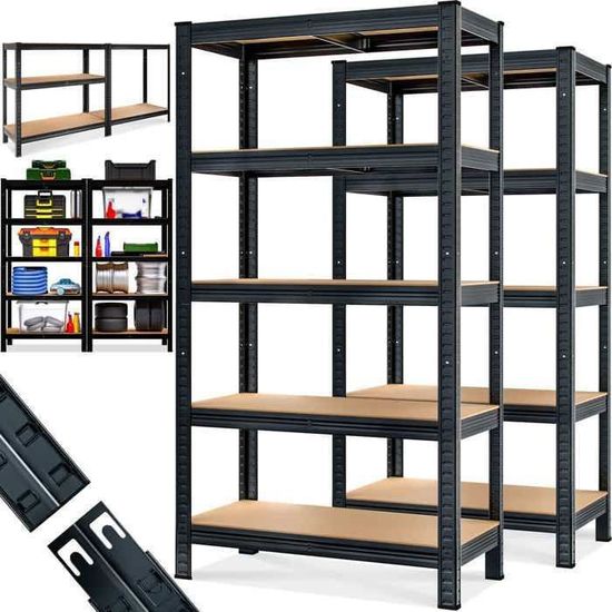 2 Étagères Métalliques 5 Niveaux Monzana - 180x90x60cm - Charge 875kg - Rangement Garage Atelier