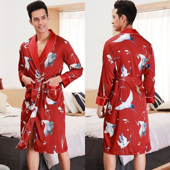 Peignoir pour homme PROCHOSEN robe de chambre en soie