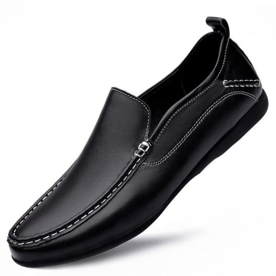 Wealsex Mocassins Homme Cuir Chaussures Bateau Derby Bout Rond - Grande Taille 45 46 47 48