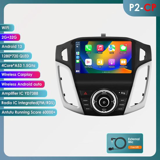 Android 14 Autoradio Für Ford Focus 3 (2011-2019) - 9,7 Zoll Vertikal, Wireless CarPlay & Android Auto, 2GB+64GB