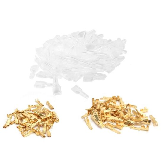 Jeu De Cosses De Câble, Manchons De Prise Plate, Connecteurs De Câbles électriques à Sertir En Laiton, Ouverture Arrière De 6.3mm Pour Voiture Et Moto, 10/20/50 Pièces