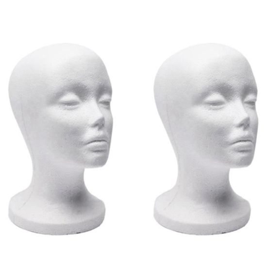 Tête De Mannequin En Mousse Pour Affichage - Taille Homme - Hauteur 28 Cm - Blanc - Neuf