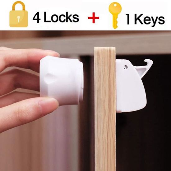 Kit 10 Verrous Magnétiques Invisibles Pour Armoires Tiroirs Verrous Magnétiques Sécurité Bébé PIQIUQIU - Lot De 10 Sans Perçage Pour Armoires Et Tiroirs Securite Placard Enfant