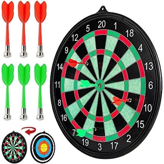 Doloowee Lot De 14 Fléchettes Magnétiques Double Face + Cible Pour Enfants - Jeu Intérieur Extérieur Sécurisé