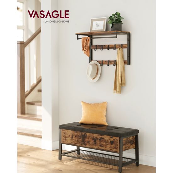 Porte-manteau Murale Tilly 2 - 5 Crochets, Design Vert Moderne Pour Entrée Ou Couloir (50x10 Cm)