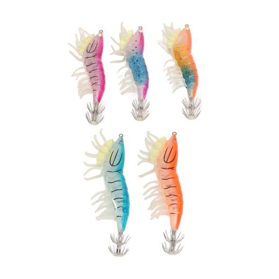 Squid Jigs HERCHR 8cm / 3.15inch Calamari Bait, 4Pcs Luminous Plastic Shrimp Bait Squid Shrimp Jig Jigging Lures Night Dawn Fishing For Freshwater Saltwater Perch Trout Catfish Salmon Squid Jigs Yamashita